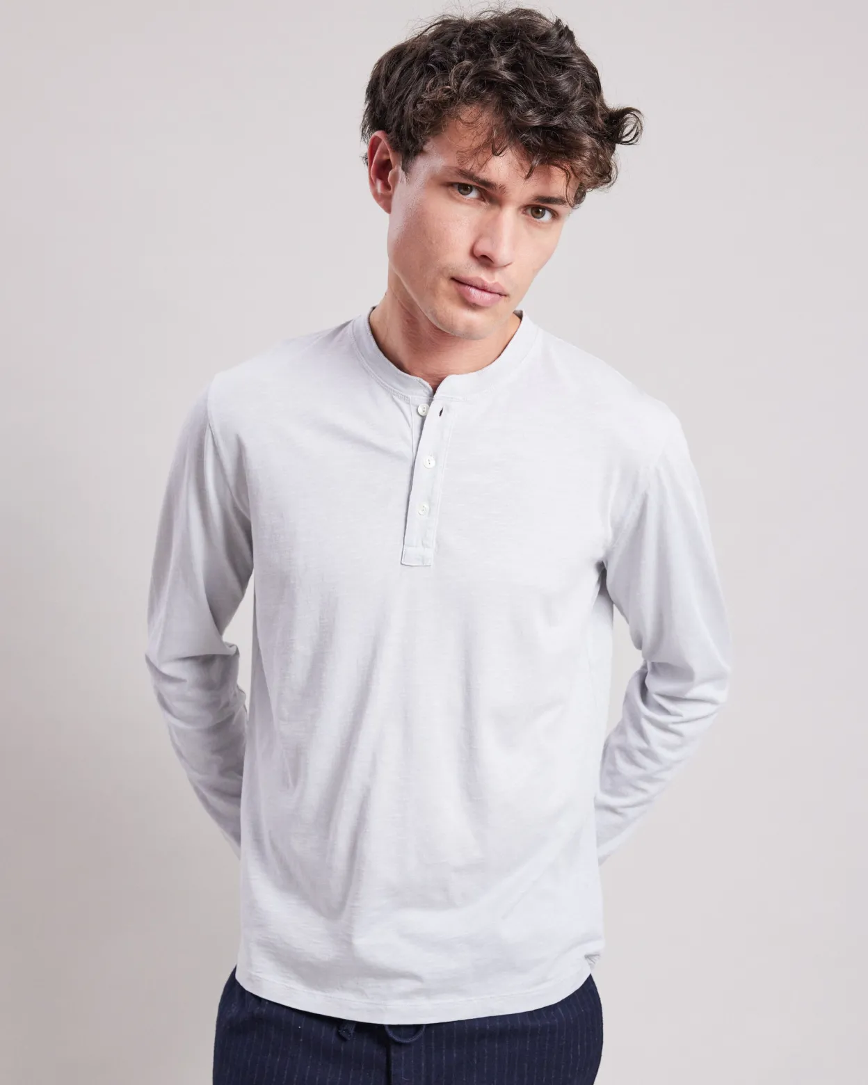 henley_tee_shirt_0.webp Clearance Hartford Henley Tee Shirt Light Gray