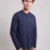 Shop Hartford Henley T-shirt Navy Blue
