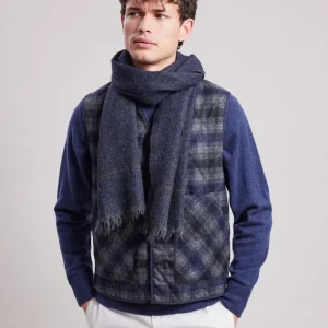Online Hartford Herringbone Scarf Navy Blue