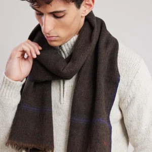 Hot Hartford Herringbone Scarf Military Green