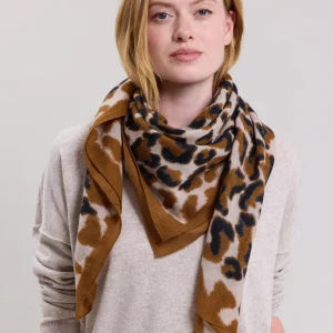 Cheap Hartford Leopard Scarf Camel