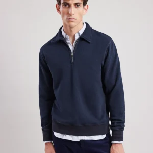 Clearance Hartford Polo Zipper Sweatshirt Indigo