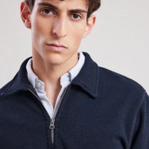 Clearance Hartford Polo Zipper Sweatshirt Indigo